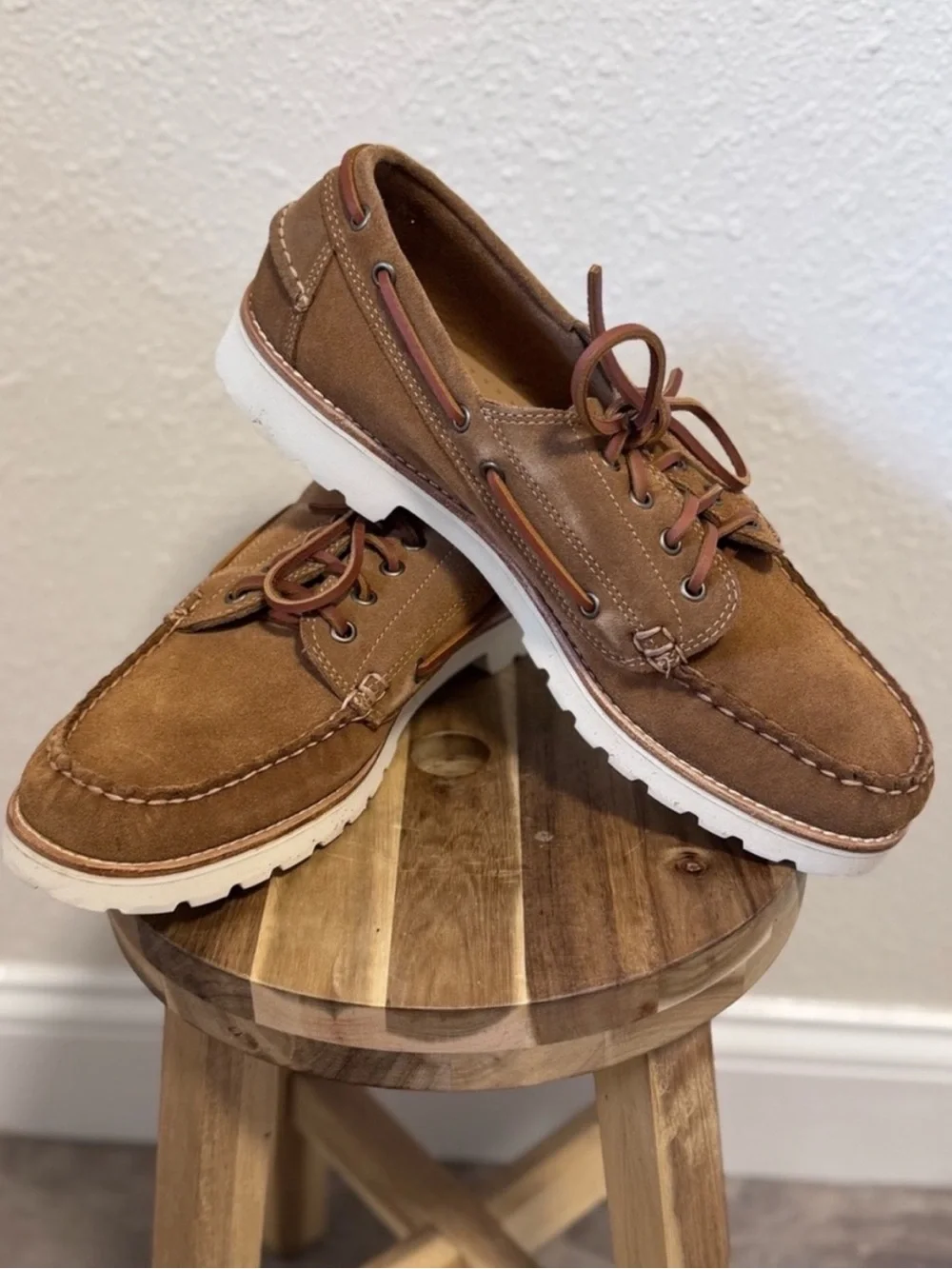 NWT G.H. Bass Ranger Camp Moc Sued Shoes Brown Men's Size 12 In Box